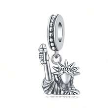 1 Pc Silver Plated Bead Charm Travel Elements Statue Of Liberty Pendant For Original Bracelet Necklace DIY Jewelry Making Fit Birthday Gifts Women Gift