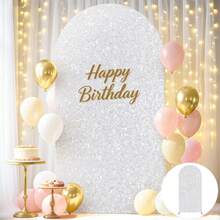 5ft/6ft/6.6ft Glitter Arch Backdrop, Rose Gold/Gold/Silver/Red, Sequin Decor, Polyester, No Power Needed, Perfect For Elegant Photography (Frame Not Included), Wedding & Party Decoration - Multicolor - View 14