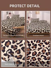 2/3pcs Printed Fitted Sheet Set, Bedding, Bed Sheets Set, Mothers Day Decorations, Soft And Comfortable Bedding, Skin-Friendly Bed Cover Set, Mother's Day Gift, Mattress Protector For Bedroom, Room Decor, For All Season, Fits Twin Full King Queen Size Bed, 1 Fitted Sheet And 2 Pillowcases, Machine Washable - 豹紋 - 查看 10
