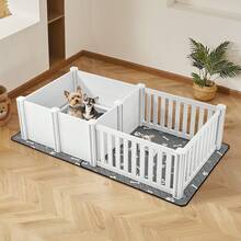 Dog Whelping Box, 73x38x19.7 In, Plastic Dog Whelping Pen With Adjustable Height Door, Puppy Playpen With Waterproof Pee Pad, Easy To Clean, Durable Indoor Pet Birth Kit For Medium Sized Dogs - Chó cỡ trung (M) Xám - Xem 9