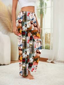 Customized Women's Pajama Pants, Unique Couple's Portrait, Couple's Face Replacement And Pet Face Swap, Holiday Atmosphere - Celebrity Big Head Photo Fan Merchandise