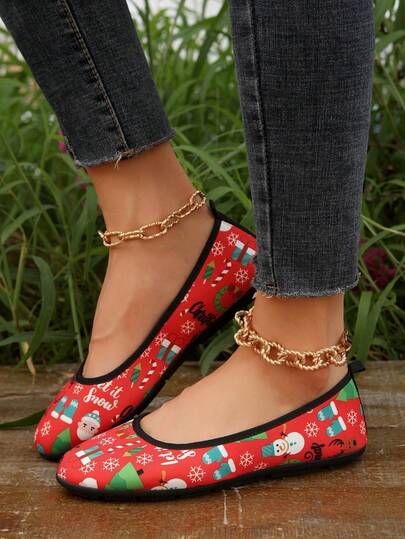 New Plus Size Women Comfortable Simple Round Toe Flat Casual Slip-On Shoes, Fashion Outdoor Wear For Autumn/Winter