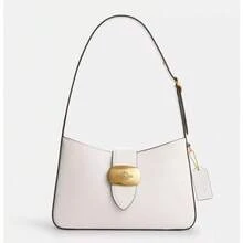 Coach Damen Eliza 25 Halbmond Tasche einfarbig mit nicht abnehmbarem Gurt, Schnallenverschluss, umwandelbar für Schulter oder Handtasche, mittlere Größe, Kreideweiss CP004