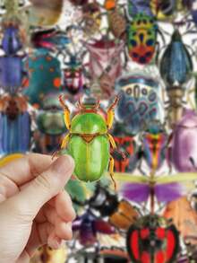 50 piezas/paquete Pegatinas de insectos lindos y coloridos, pegatinas decorativas para scrapbooking, etiquetado, diario, papelería, álbum de fotos, teléfono, diario, planificador