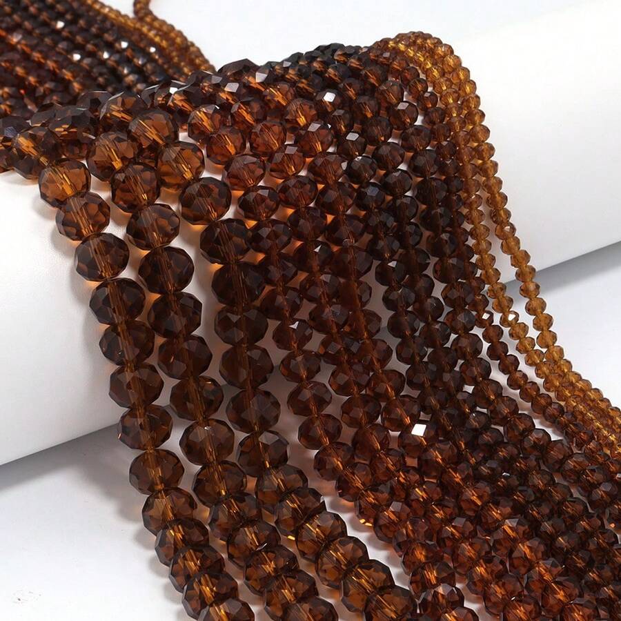 1 件 3/4/6/8/10 毫米透明深棕色刻面玻璃水晶珠，闪亮隔珠，时尚休闲百搭奥地利风格手工 DIY 串珠，适用于耳环/手链/脚链/项链珠宝制作/圣诞装饰/节日装饰/婚礼装饰/窗户装饰/箱包和服装配饰