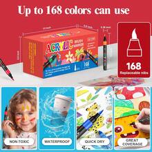 168 Farben Acrylfarb-Stifte, Doppelspitzen Kunst-Markerset, Feinspitzen Marker geeignet für Felsen-Malerei, Holz, Leinwand, Stein, Glas, Keramik, DIY Basteleien, Kunstschulbedarf