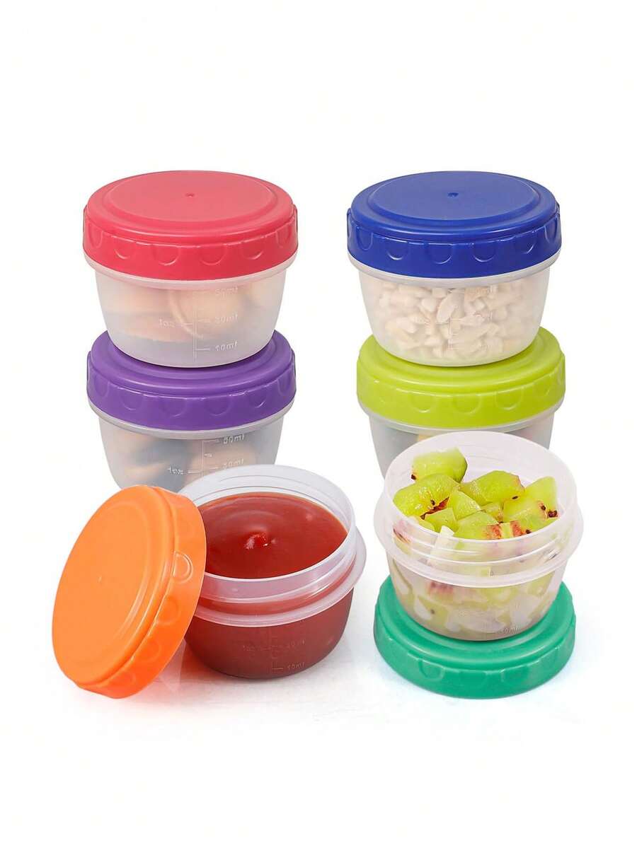1/3/6 piezas Juego de mini recipientes de almacenamiento de alimentos con tapas, a prueba de fugas, cajas pequeñas para aperitivos/salsas, aptas para cajas bento, para almacenar aperitivos/condimentos/salsas, reutilizables - Multicolor - Ver 1