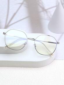1 Pair Stainless Steel Light Geometric Glasses For Women - Silver - View 3