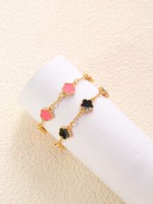 2 piezas Pulseras de cobre con flores de 5 pétalos minimalistas, adecuadas para citas, regalo de graduación, uso diario