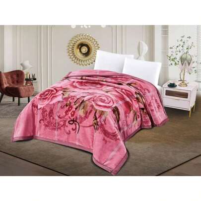 Manta terciopelo estampada floral Manta colcha muy gruesa y cálida, ideal para los meses de invierno 200X240cm (4KG)