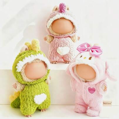 2025 New 17cm Doll Clothes, Cute Clothing Set, 17cm LBB Keychain Accessory, Fake Animal Style Doll Clothing Jumpsuit, Clothes Compatible With Labubu, Dinosaur, Bunny