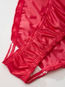 3 piezas - Bragas con lazo de satén. Bragas triangulares de seda de hielo para mujer con un diseño sexy de nalgas de melocotón a la cintura baja, lazo juguetón, estilo dulce y fresco de chica, estilo puro francés del deseo, ropa interior esencial diaria de unicolor para mujer.