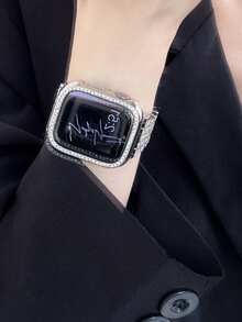 1 件兼容 表带 Apple Watchband 38mm 40mm 41mm 42mm 44mm 45mm 46mm 49mm，女士银饰闪亮钻石和水钻可替换金属表带兼容 Ultra 2/Ultra Series 11/10/9/8/7/6/5/4/3/2/1/SE，兼容 配件。智能表带 - 銀色 - 查看 10