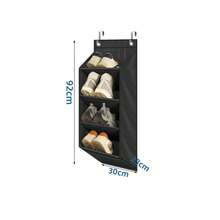 1 pezzo Porta scarpe stretto beige e nero montato sulla porta, stile festivo natalizio a 4/8 ripiani con tasche profonde, organizer appendibile per scarpe e stivali, adatto per porta, armadio, parete e camera da letto, collezione natalizia, ideale per organizzare le scarpe invernali, regalo di Natale perfetto per la casa, essenziale per l'accumulo di fine anno e decorazioni natalizie