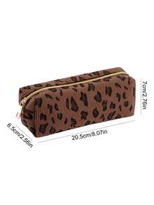 1/4 Packs Corduroy Pencil Case With A Leopard Print Design, Smooth Zipper, Durable And Easy To Clean, Resistant To Scratches, Retro Plush Color. It's A Small Item Storage Bag - Multicolor - View 10