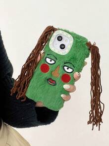 搞笑手机壳，丑陋手机壳可爱卡通辫子女孩 15 Pro Max/17 苹果手机壳，蓬松柔软保护套适用于 12 Pro、14、11、13 系列 - 綠色 - 查看 7