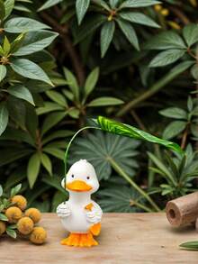 قطعة واحدة تمثال بطة مطاطية حديثة من الراتنج - تمثال كرتوني للجمع، ديكور منزلي للخريف للديكور الحديقة، اكسسوارات الحديقة، ديكور الغرفة، ديكور غرفة المعيشة، ديكور المنزل، لوازم الحرف اليدوية.