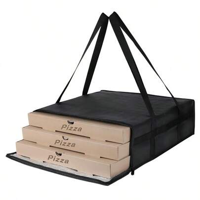 Insulated Pizza Delivery Bag For Carry Hot 20" X 20" X 6" Carrier Warmer Insulated Food Delivery Bag Insulated Grocery Cooler Bags For Catering/Doordash Commercial Food Warmers Black 1Pk
