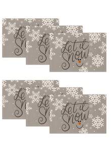 1 pièce/4 pièces/6 pièces/60 pièces Sets de table en lin bonhomme de neige de Noël, sets de table d'hiver de Noël, Joyeux Noël, convient pour la maison, le restaurant, la décoration de table à manger, articles ménagers