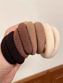 10/5pcs Mixed Color Versatile Bold High Elasticity Temperament Fashionable And Simple Women's Hair Tie Durable And Non Damaging Hair Rope (Color Random) ,Ponytail Holders ,Hair Elastics ,Hair Rubber Bands ,Scrunchies ,Elastic Hair Tie