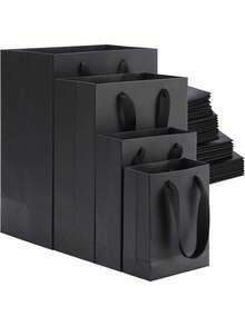 10-Pack Kraft Paper Gift Bags In 3 Sizes With Fabric Handles For Gift Wrapping, Dessert Bags, Shopping Bags, Business, Boutique, And Party Favors.