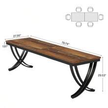 Tribesigns Table à Manger, Table de Salle à Manger Rectangulaire pour 6-8 Personnes, 200 x 70 x 75 cm, Table de Cuisine pour Salle à Manger, Salon, Marron Rustique - Acajou - Voir 2
