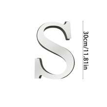 Silver Mirror Alphabet A-Z Wall Stickers - 10/15/20/30cm Tall Letters & Symbols Sold Separately, Dual-Layer Design: Reflective Acrylic Top + 1cm Thick Foam Base With Adhesive, Apply Together For 3D Effect Or Use Only Mirror Layer, Create Custom Words On Walls/Windows, Ideal For Marriage Ceremony Initials, Inspiring Messages In Work Areas, Romantic HOME Displays