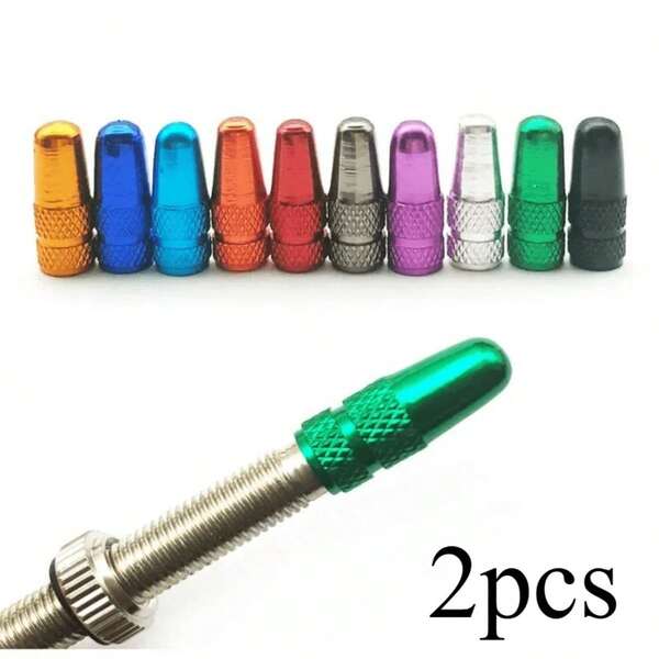 2pcs Mountain Bike Dust-Proof Valve Cap, French Aluminum Alloy Valve Cap, Bicycle Tire Valve Stem Cap