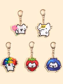 1pc/5pcs Acrylic Cute Cartoon Line Cat Keychain Clown Cat Pink Girl Cat Heart Balloon Kitten Animal Theme Keychain Pendant Car Keychain, Wallets,Car Keys, Bags, Friends', Anniversary S Christmas Gift Ideas Bag Accessories Lanyards With Id Holder Car Accessories Bag Charms