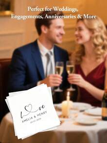 20/40/60/100 Pcs Custom Napkins, Personalized Napkins For Wedding Anniversary, Suitable For Couple, Lovers, Romantic Gift, Napkins Disposable Beverage Dessert Napkins For Wedding Table Decorations Engagement Party, Personalized Wedding Napkins, Unique Ideal Gifts For Her - Phong cách 7 - Xem 4