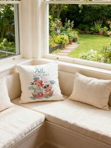 Personalized Pillowcase With Name And Date, Romantic Whale Hot Air Balloon Design, Wedding Gift, Soft Zipper Bedroom Decoration