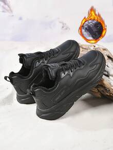 Herren Outdoor Thermofutter Sportschuhe in Große Größen, Winterwarme Leder Winddichte Schnürstiefel, leicht, geeignet für den Outdoor-Einsatz im Winter, Größe 39-48