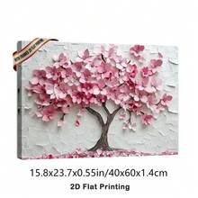 1pc Canvas Print Painting Framed And Stretched Ready To Hang Pink Cherry Blossom Tree For Restaurants Living Room Hallways Bedroom Office.Stretched And Framed Ready To Hang. - 白色 - 查看 7
