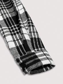 Nowa damska kurtka z polaru w kratę/tartan z kieszeniami zapinanymi na guziki z przodu, odpowiednia do codziennego noszenia jesienią/zimą