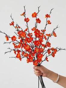 Artificial Flowers White Plum Blossom 21.7'' Fake Wintersweet Long Stem Plastic Flowers Home Hotel Office Wedding Party Garden Decor