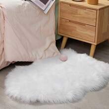 1个白色仿羊毛蓬松鱼形靠垫，柔软舒适，可水洗防滑装饰地毯，用途广泛，可用作椅垫、沙发垫、抱枕、客厅/卧室地毯 - 白色 - 查看 6