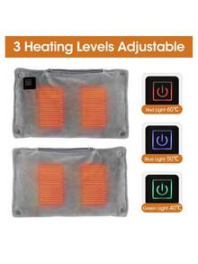 1pc Gray Graphene Hand Warmer, 3-Gear Adjustable Temperature, USB Powered: Double-Sided Plush Heating Pad, 4 Pcs 13*18cm Large Heating Area, Smart Temperature Control For Outdoor/Office/Home Use. Can Be Used With Power Bank, Machine/Hand Washable, Ideal Gift For Couples/Family In Winter, Suitable For Halloween, Christmas, New Year