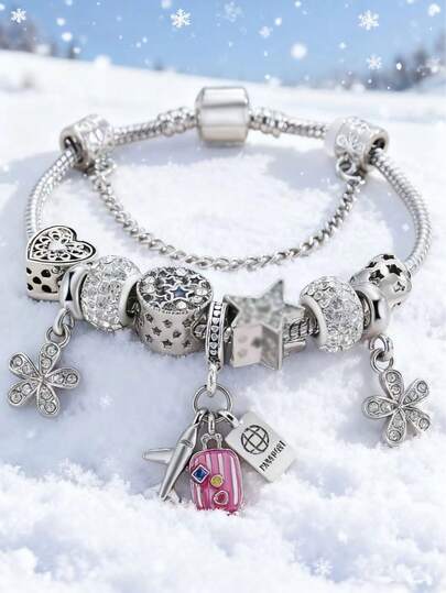 1 chiếc vòng tay đính đá vàng hình bướm, trái tim, hoa và kẹo mút có thể điều chỉnh kích thước, dành cho nữ, thích hợp đeo hàng ngày, quà tặng ngày Valentine.