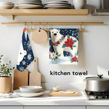 2 pièces/100 pièces Chiffon de cuisine à motif d'ours blanc, convient pour la décoration intérieure des restaurants, cuisines et salles de bains, la décoration de banquet, les cadeaux de fête et peut être offert en cadeau