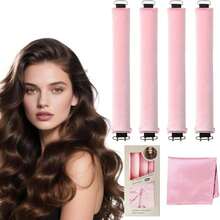Heatless Hair Curler, Heatless Curls Overnight Hair Curlers To Sleep In No Heat Hair Curler ‌Heat-Free Curling Styling 5-Piece Set‌ (Pink,),21678712 - Màu Hồng Tươi - Xem 1