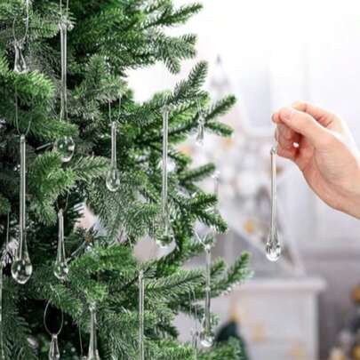 30 decorações de cristal para simulação de árvore de Natal, lágrimas de cristal acrílico, decorações para pendurar em árvore de Natal, decorações com pingentes de cristal, decorações centrais, decorações de casamento, diversas decorações para festas de fim de ano