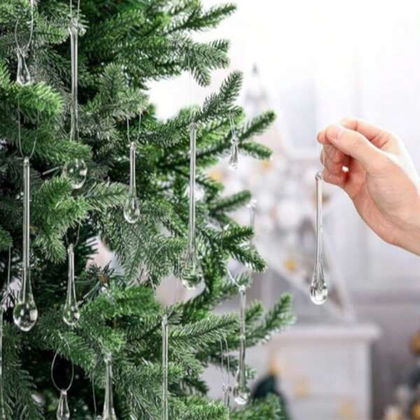 30 decoraciones de árbol de Navidad de cristal simulado, lágrimas de cristal acrílico, decoraciones colgantes para árbol de Navidad, decoraciones de colgante de cristal, decoraciones centrales, decoraciones para bodas, decoraciones para fiestas de vacaciones variadas