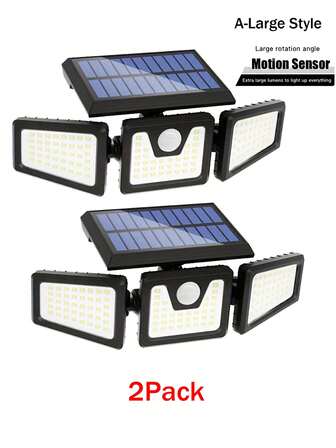 1/2 Packs Solar Outdoor Lights With Motion Sensor, 3 Heads Security Lights Solar Powered, Flood Light Motion Detected Spotlight For Garage Yard Entryways Patio, IP65 Waterproof