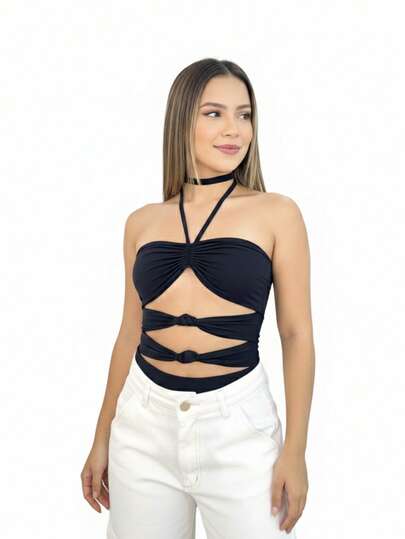 Bodysuit MALU NÓ 3 TIRAS AMARRAÇÃO LANÇAMENTO SUPLEX PREMIUM / POLIAMIDA