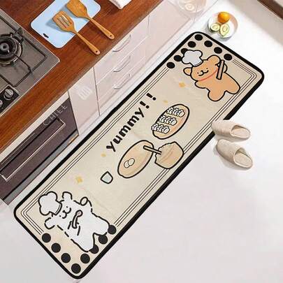 1 件卡通印花可爱线条小狗字母图案欢迎装饰地垫，硅胶防滑防污轻质地垫，适用于家庭卧室/客厅厨房门抗疲劳地毯，适合日常和节日装饰