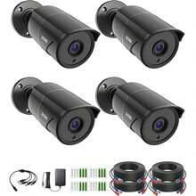 ZOSI 4 Pack 1080p Wired Home Security Cameras With Audio Recording, Built-In Microphone, 2MP 1920TVL HD-TVI Outdoor Indoor CCTV Cameras With 120ft IR Night Vision IP66 Weatherproof - 查看 1