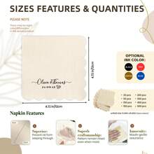20-500pcs Custom Cocktail Napkins, 9 Designs Of Personalized Monogram Napkins, Disposable Beverage/Dessert Napkins For Wedding Table Decorations, Anniversary And Wedding - Multicolor - View 3