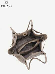 Bolso de hombro de mujer con textura y decoración de letra, bolso de moda sencillo para ir de compras y salir