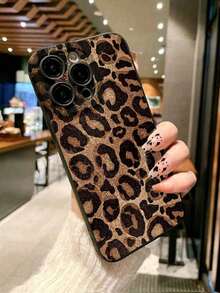 1pc New Leopard Print Skin Feeling Anti-Drop TPU Phone Case Compatible With IPhone 11, 16 Pro Max, 16 Pro, 16, 15 Pro Max, 14 Pro Max / Galaxy S25 Series, SAM A16 / Honor X6A, X7B, X8B / 13C, Note 13 - Black - View 2