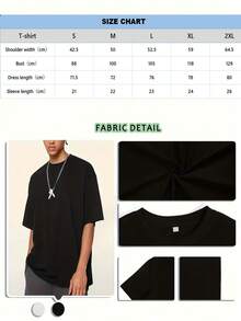 6 Pieces 100% Cotton Short Sleeve T-Shirts - Classic Black & White Solid Color, Crew Neck Design For Casual Use - Black and White - View 2